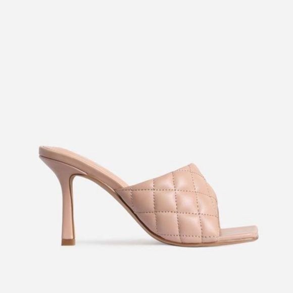 !! LIMITED !! SQUARE TOE Quilted Mules in Black - Picture 7 of 11